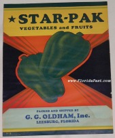 Scarce STAR-PAK VEGETABLES and FRUITS LABEL, LEESBURG, FLORIDA