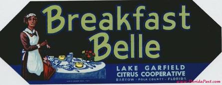 Breakfast Belle, BARTOW, FLORIDA citrus box label