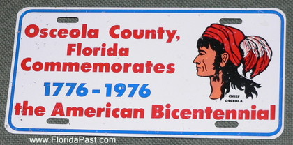 Vintage OSCEOLA COUNTY, FLORIDA, METAL BICENTENNIAL TAG