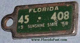 FRONT SIDE OF THIS 1958 FloridaPast DAV KEY FOB TAG